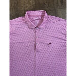Johnnie-O Mens Geomeric Dot Pink Golf Polo Short Sleeves Shirt Men's Size XXL